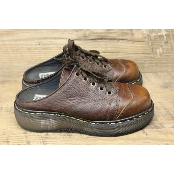 Dr. Martens Womens Vintage 9936 Brown Leather Chunky 5 Eye Oxford Mules 7 - Picture 5 of 16